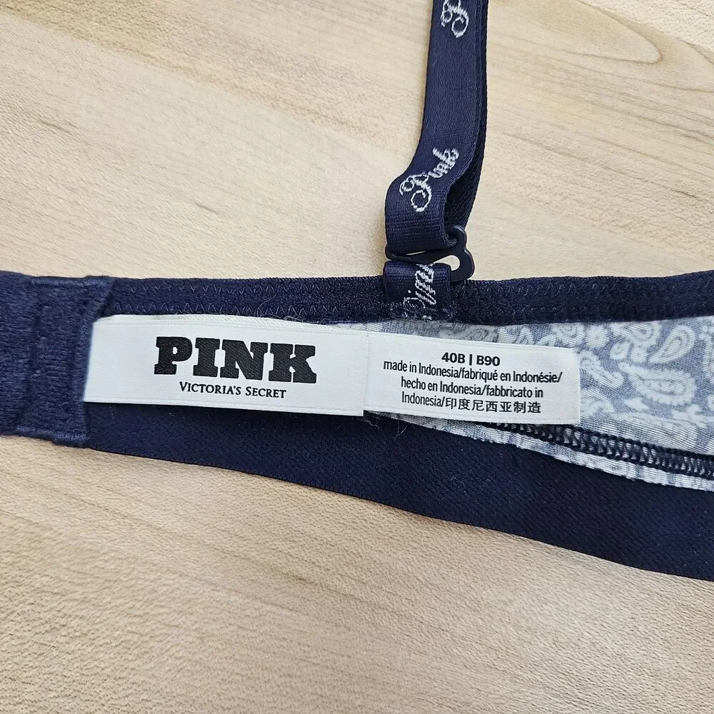 Victoria’s Secret 40B Wear Everywhere Padded Push Up Bra Bandana Print Underwire - Picture 3 of 5